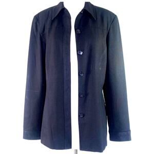 Liz Claiborne Long Sleeve Button Down Shirt Jacket Shacket Size 10 Black